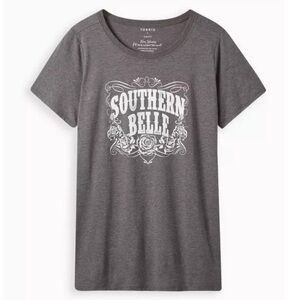 Torrid plus size 4 Slim Fit Crew Tee Signature Jersey Southern Belle Grey Gray